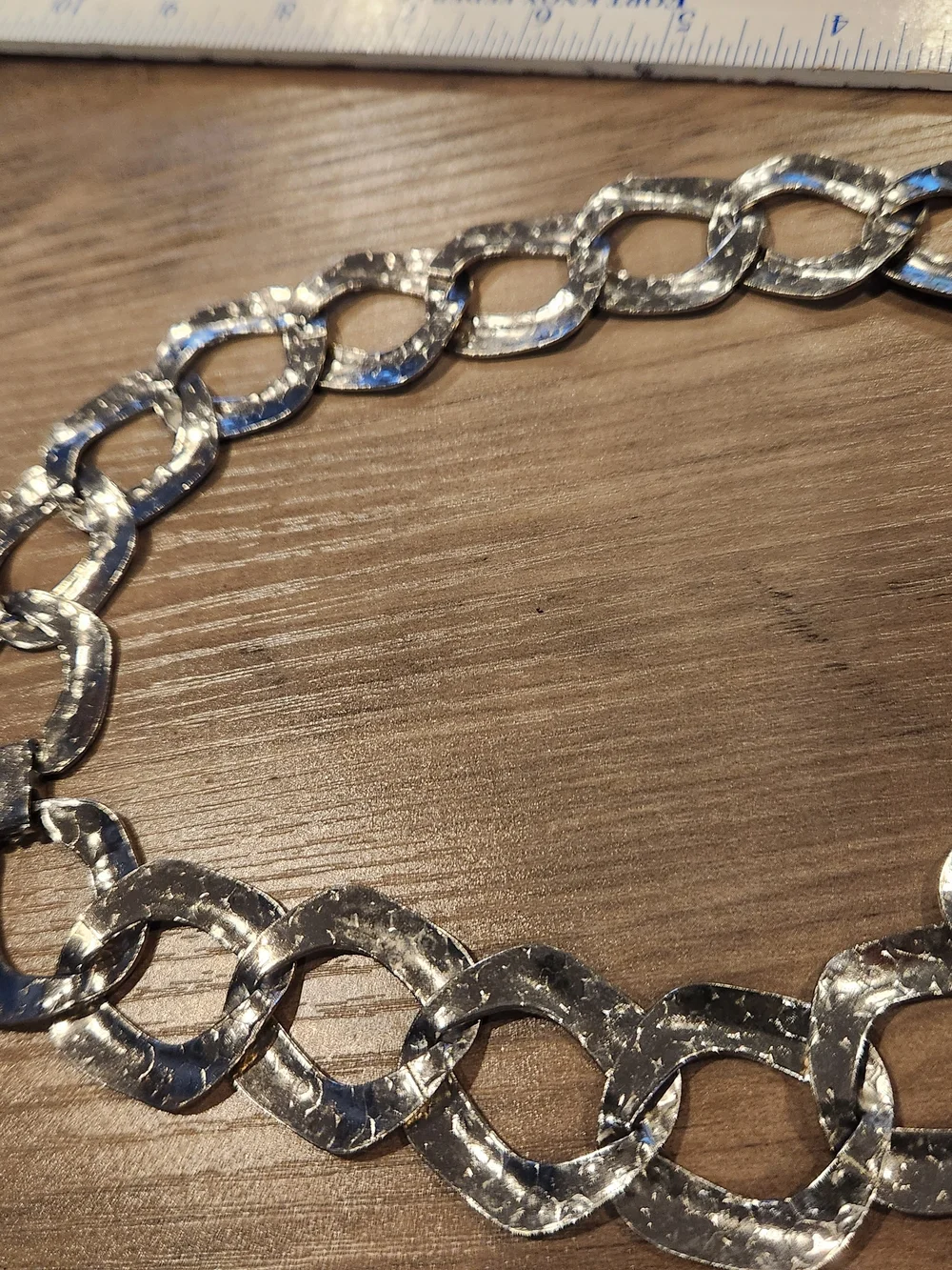 Vintage Silver Hammered Curb Link Necklace 8